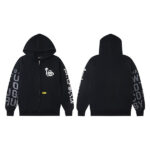 Black Trapstar TS Hoodie – Letras Grises